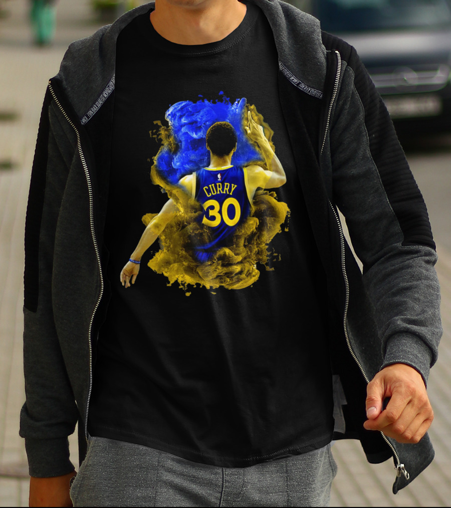 Stephen Curry 30 Blue Yellow Burst T-Shirt