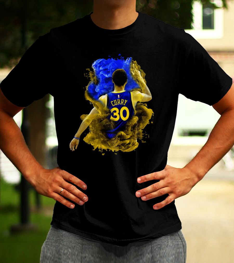 Stephen Curry 30 Blue Yellow Burst T-Shirt