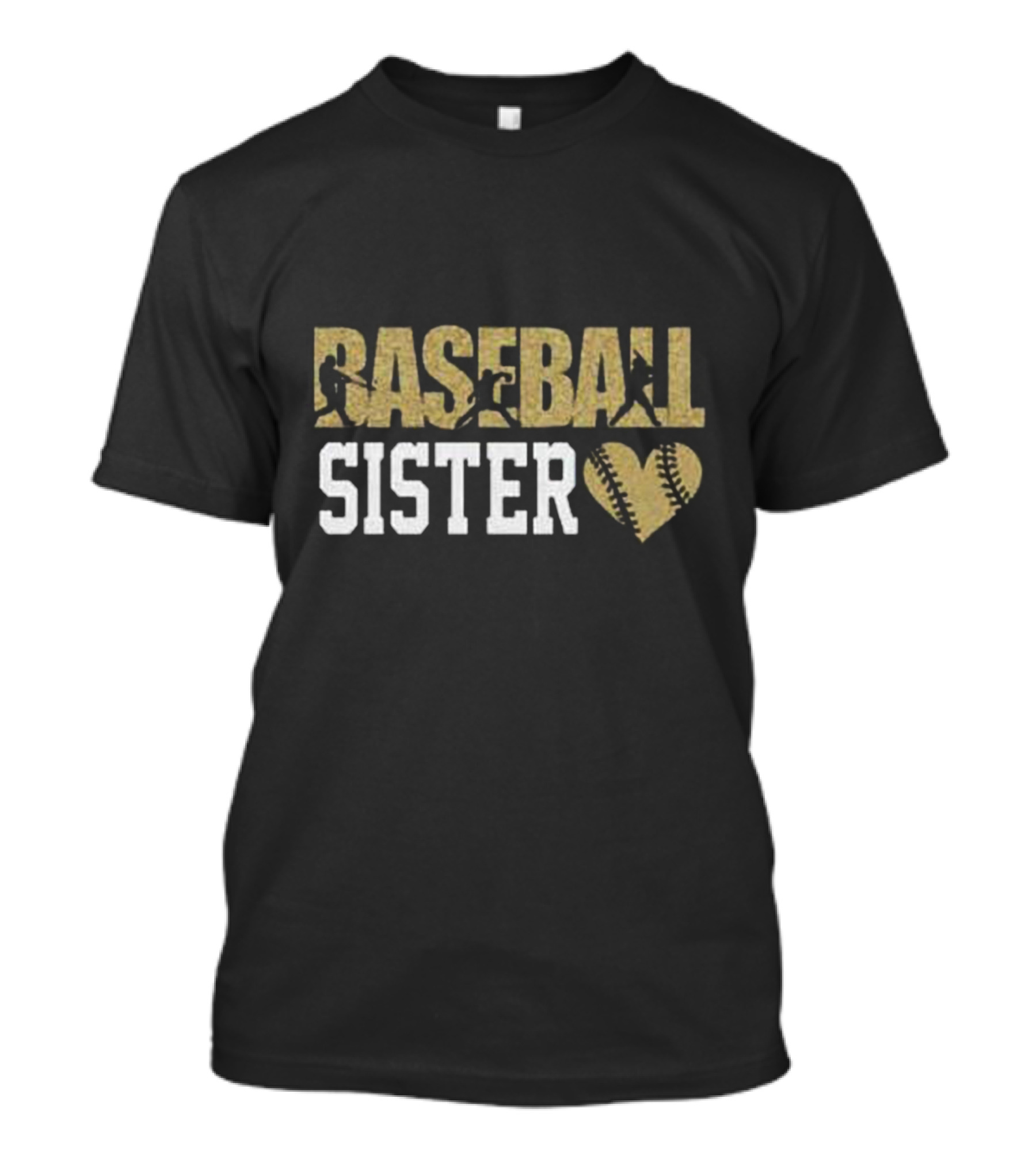 Baseball Sister Heart Bat Swing T-Shirt