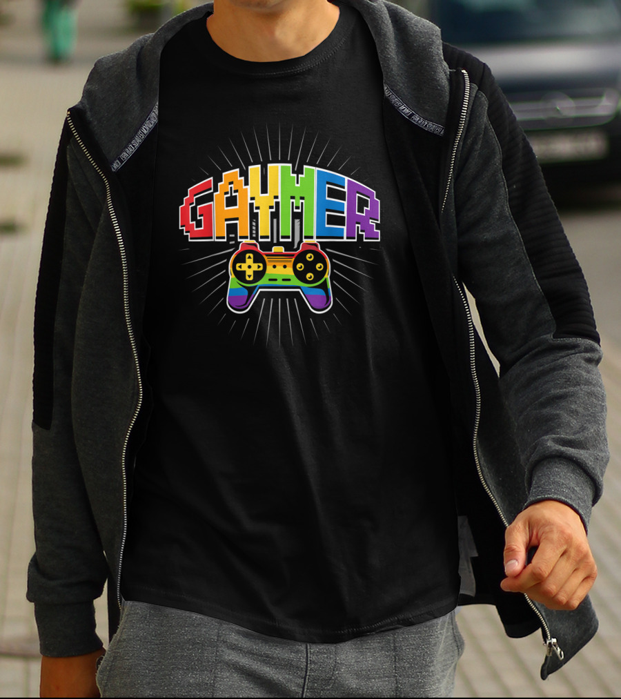 Threadrock Men's Gaymer Rainbow Love Controller Pride T-Shirt