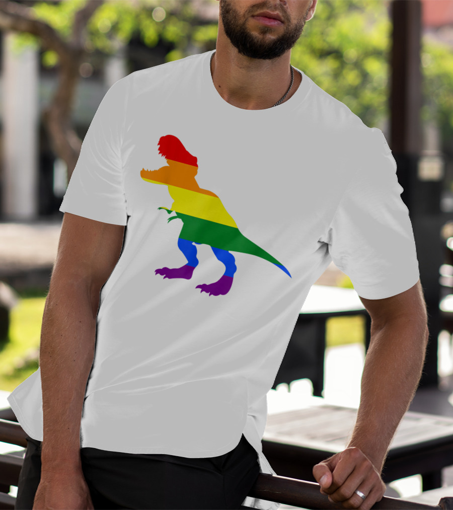 Dino Pride Rainbow Flag LBGT T-Rex Pride Month T-Shirt