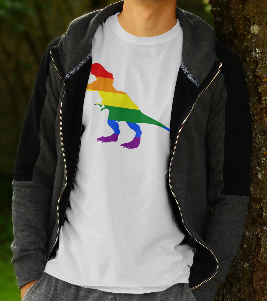 Dino Pride Rainbow Flag LBGT T-Rex Pride Month T-Shirt
