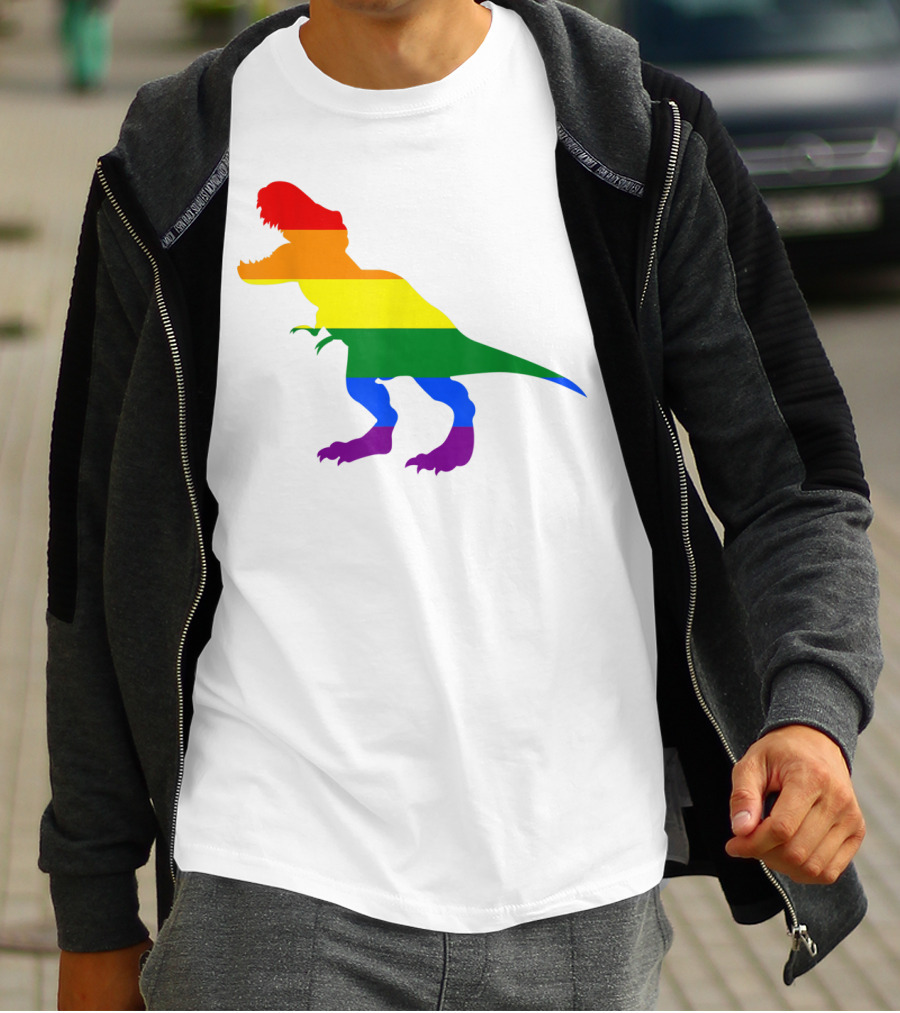 Dino Pride Rainbow Flag LBGT T-Rex Pride Month T-Shirt