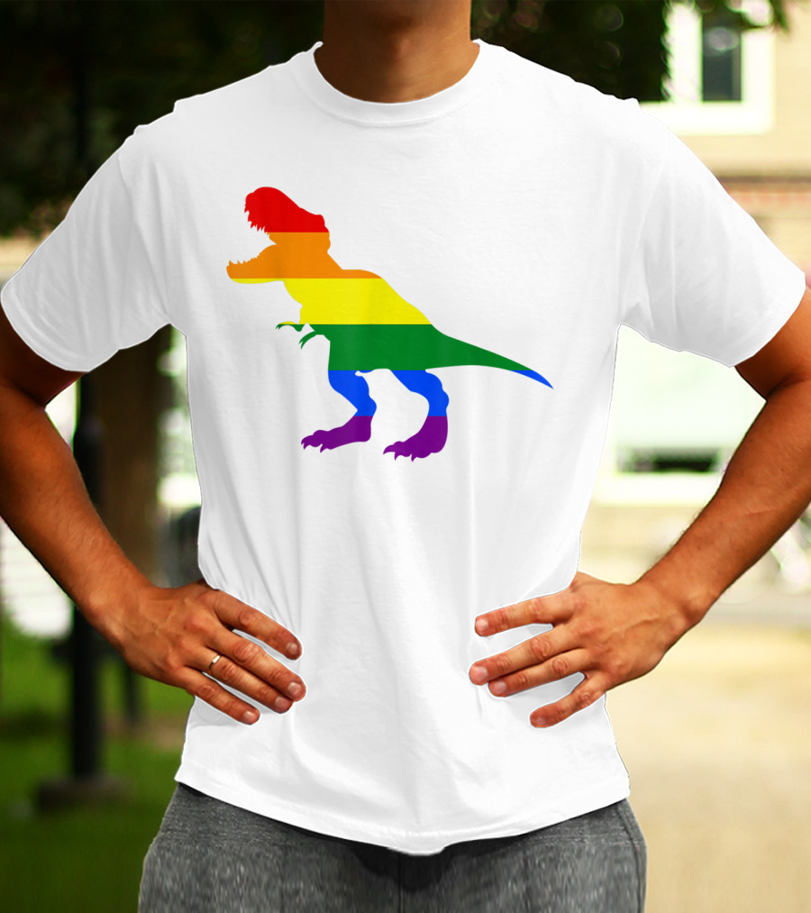 Dino Pride Rainbow Flag LBGT T-Rex Pride Month T-Shirt
