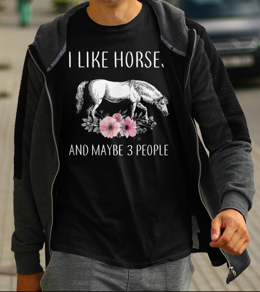I Like Horses And Maybe 3 People Retro Floral Horse Lovers T-Shirt