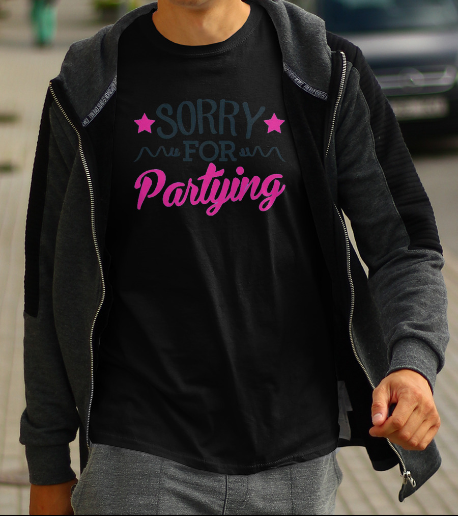 Sorry For Partying Pink Stars Fun T-Shirt