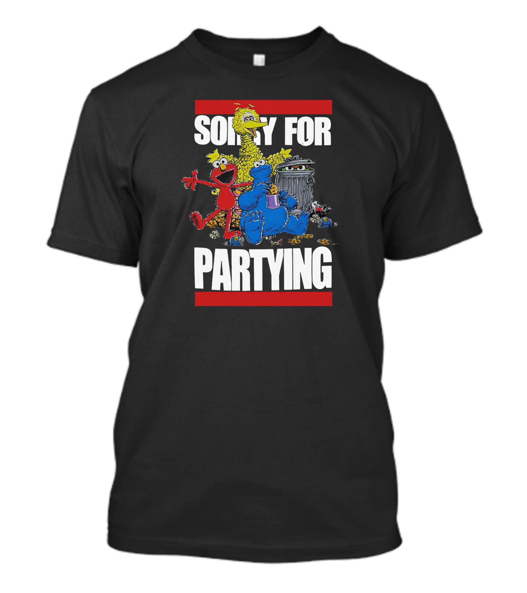 Sorry For Partying With Playful Characters And Big Yellow Bird T-Shirt