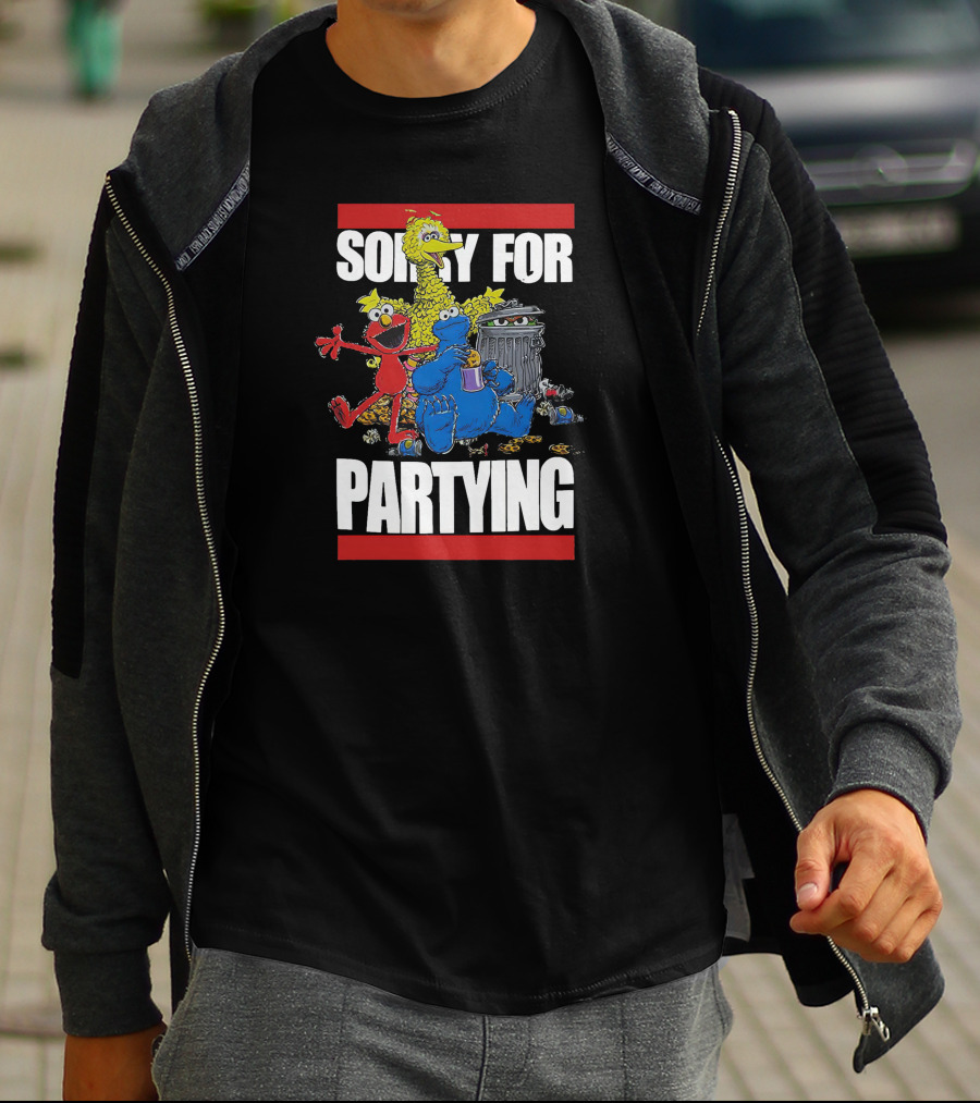 Sorry For Partying With Playful Characters And Big Yellow Bird T-Shirt