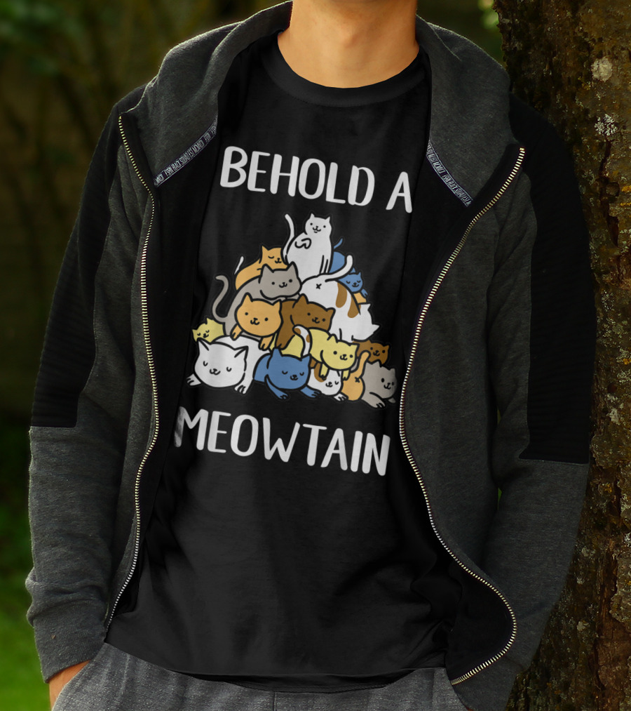 Behold A Meowtain Cute Cats Piled In Mountain Shape T-Shirt