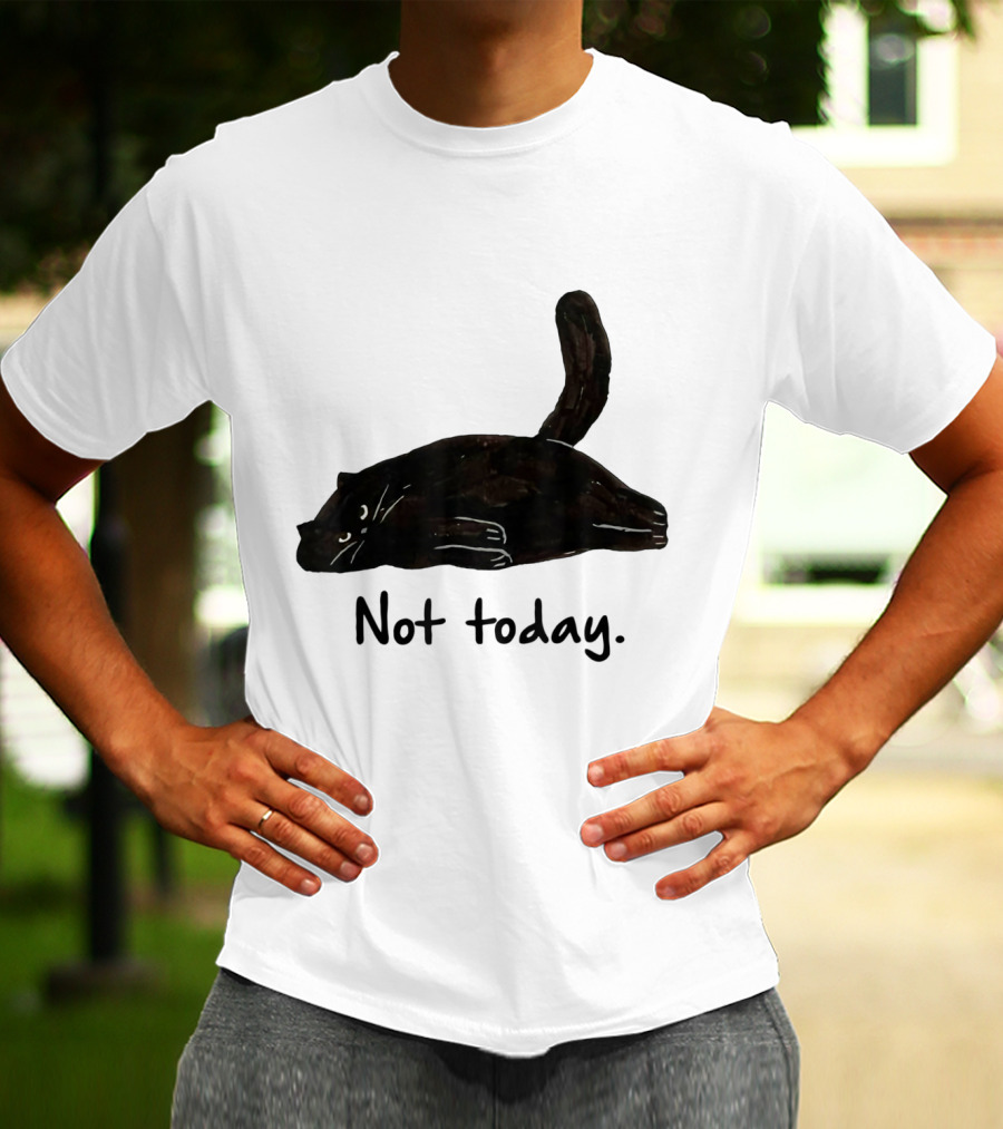 Not Today Black Cat Funny Design For Lazy Cat Lovers T-Shirt