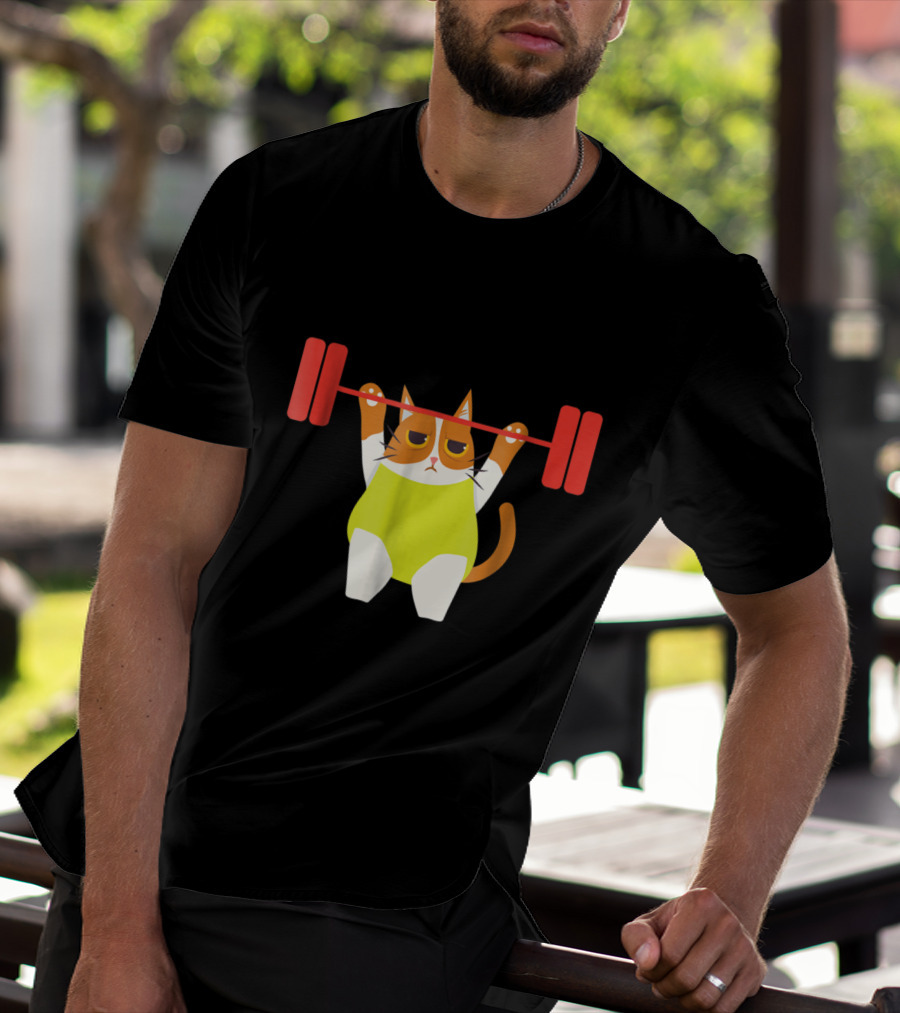 Playful Cat Weight Lifting Gym Humor For Fitness And Cat Lovers T-Shirt