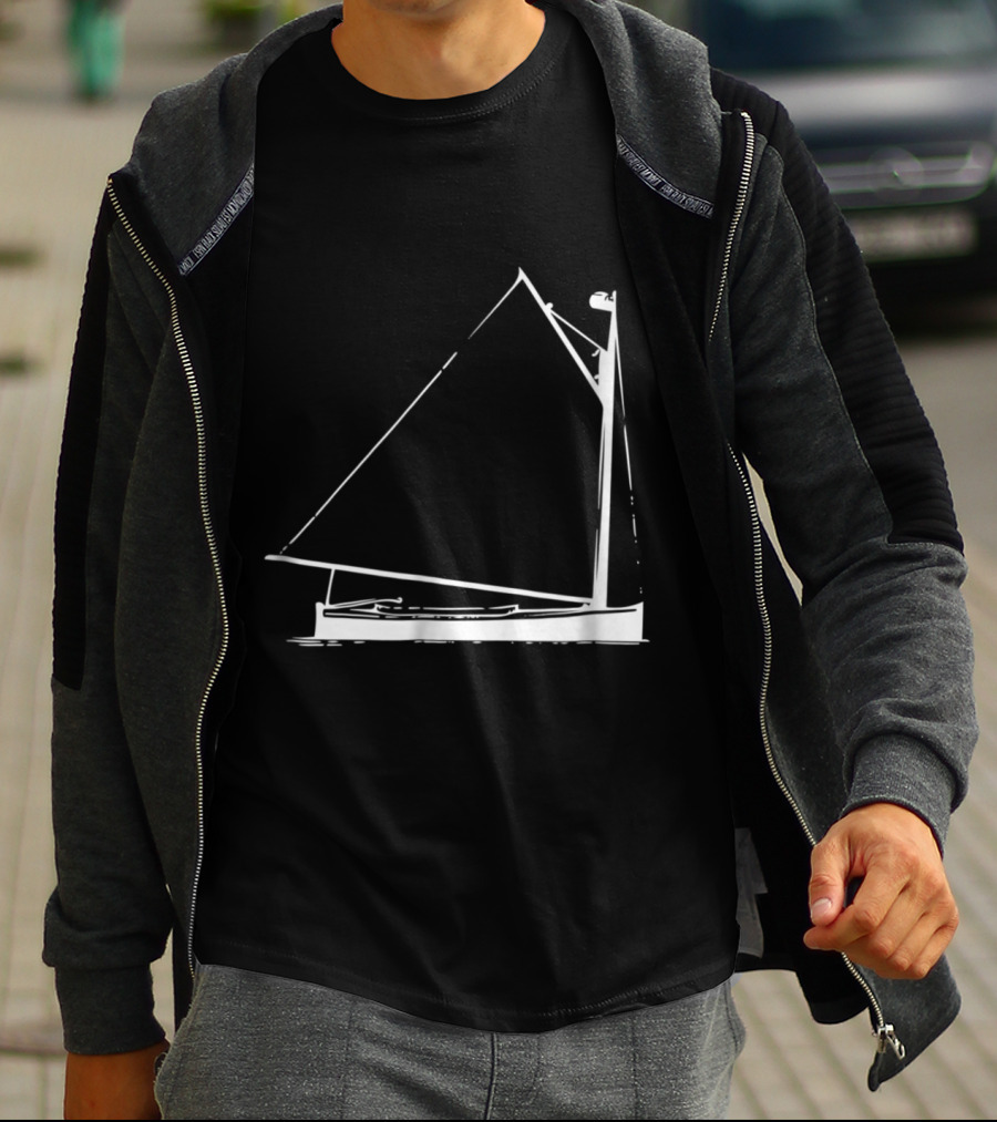 Classic Hand Drawn Cat Boat With Detailed Sailing Elements T-Shirt