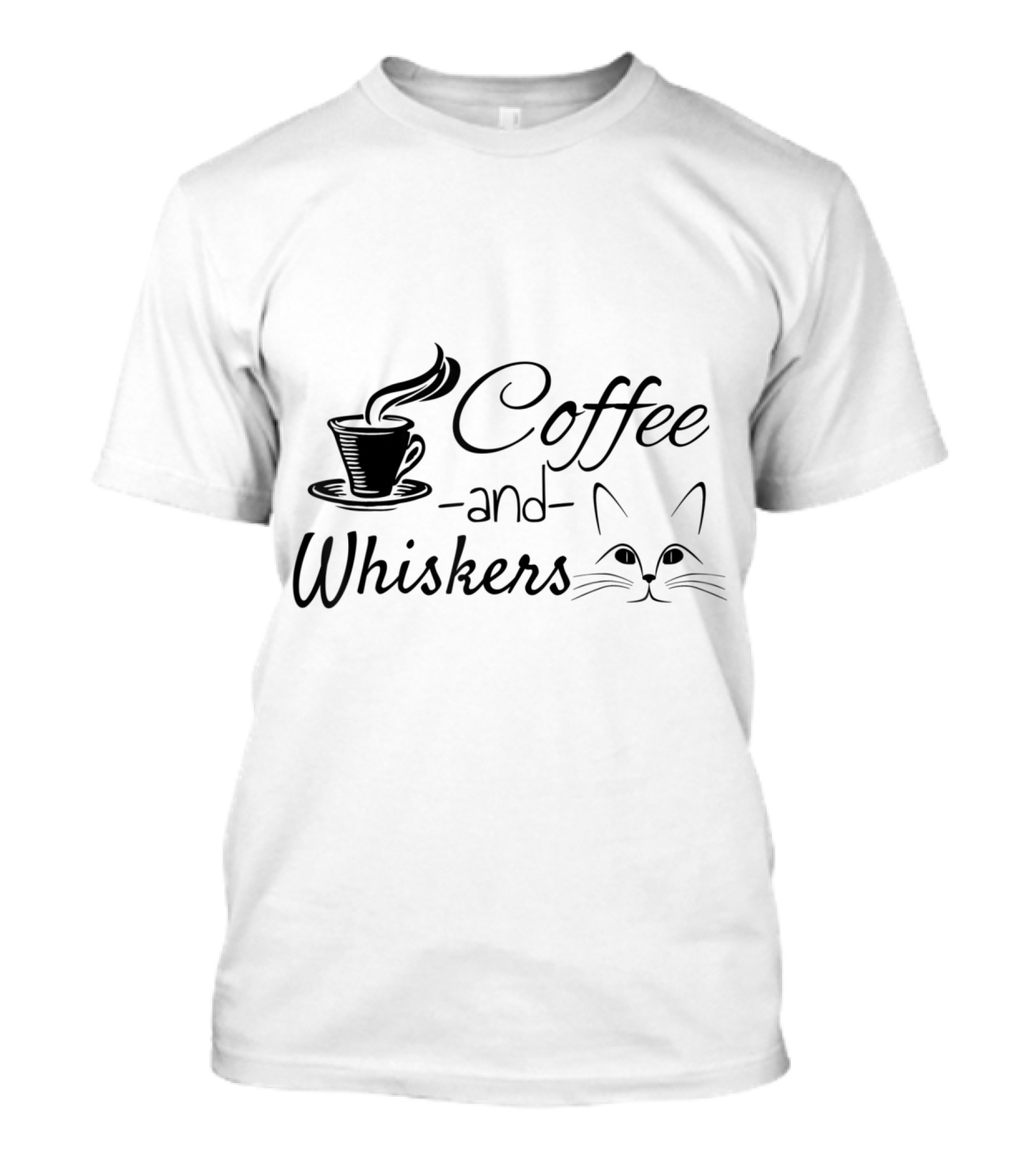 Coffee And Whiskers Cat Lovers Coffee Addict Feline Enthusiast T-Shirt