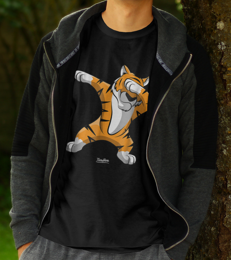 TeesHive Dabbing Tiger Funny Safari Animal Dab Tiger T-Shirt