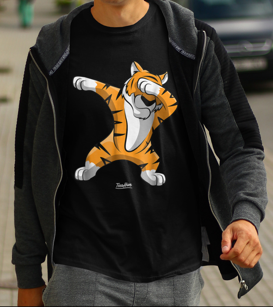 TeesHive Dabbing Tiger Funny Safari Animal Dab Tiger T-Shirt