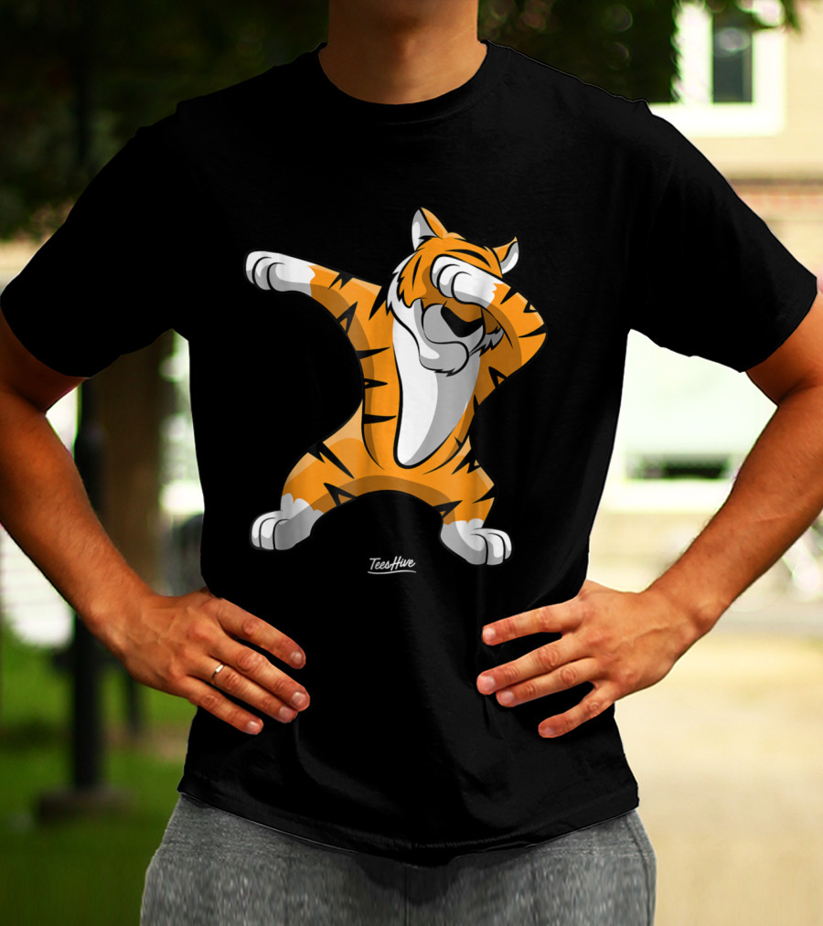 TeesHive Dabbing Tiger Funny Safari Animal Dab Tiger T-Shirt