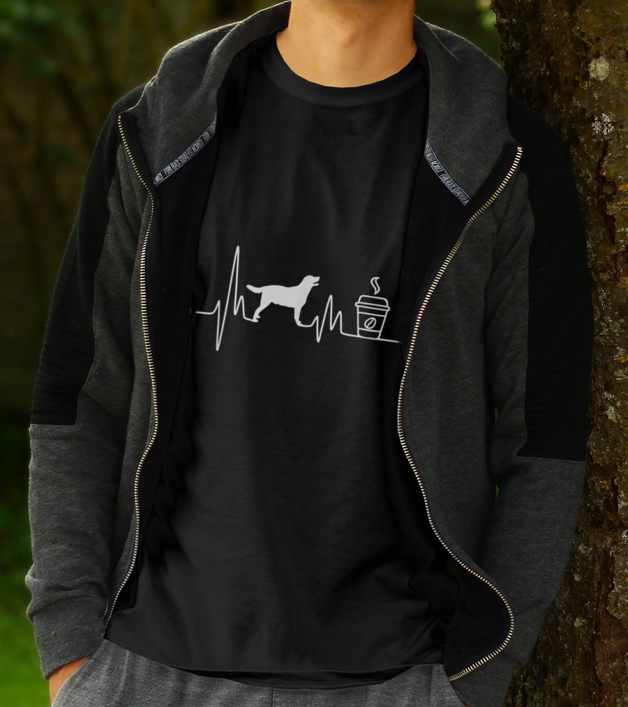 Labrador Retriever Heartbeat Coffee Lover Lab Dog EKG T-Shirt