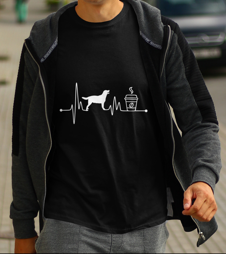 Labrador Retriever Heartbeat Coffee Lover Lab Dog EKG T-Shirt