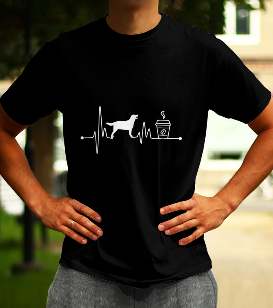 Labrador Retriever Heartbeat Coffee Lover Lab Dog EKG T-Shirt