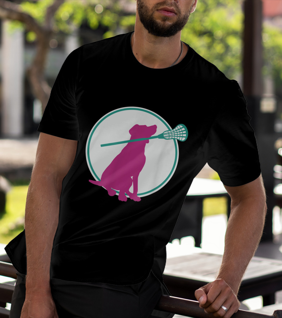 Lacrosse Dog With Girl Stick Girls Lacrosse Tees Circle T-Shirt