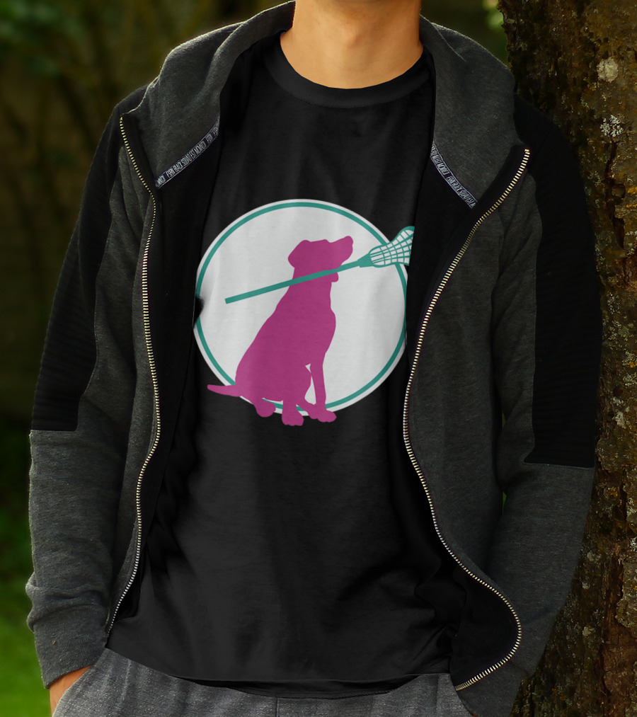 Lacrosse Dog With Girl Stick Girls Lacrosse Tees Circle T-Shirt