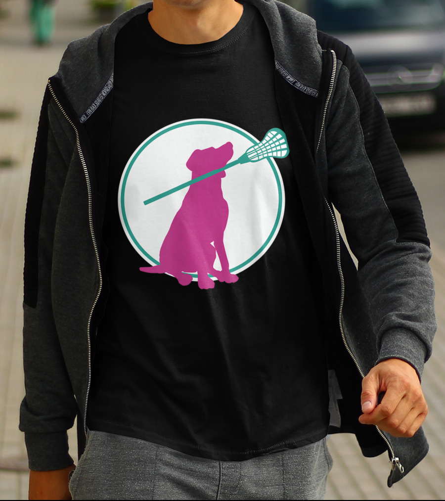 Lacrosse Dog With Girl Stick Girls Lacrosse Tees Circle T-Shirt
