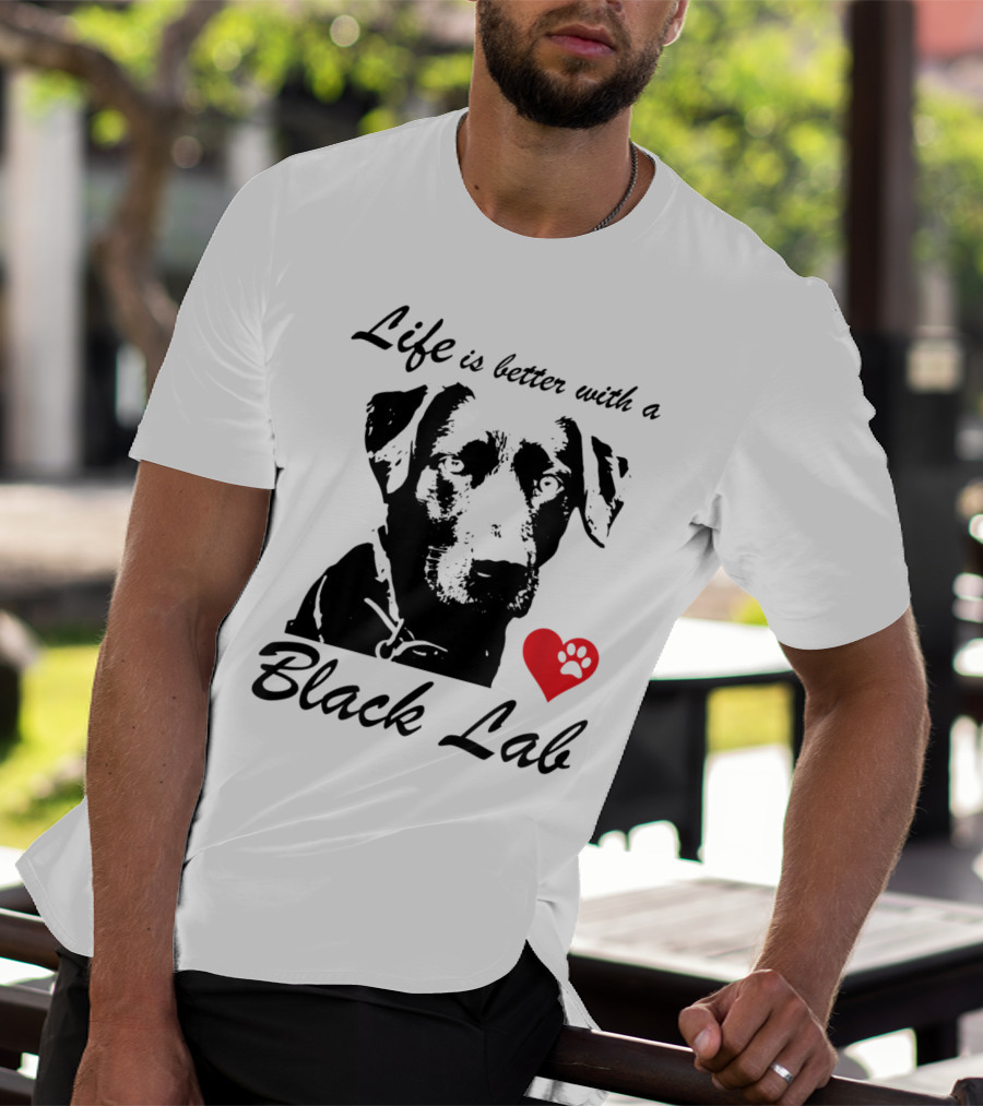 Life Is Better With A Black Lab Heart Paw Prints T-Shirt