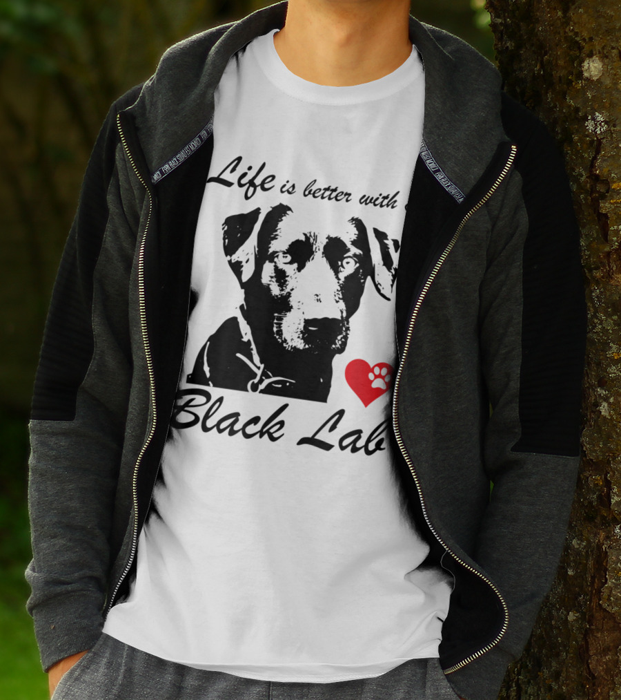 Life Is Better With A Black Lab Heart Paw Prints T-Shirt