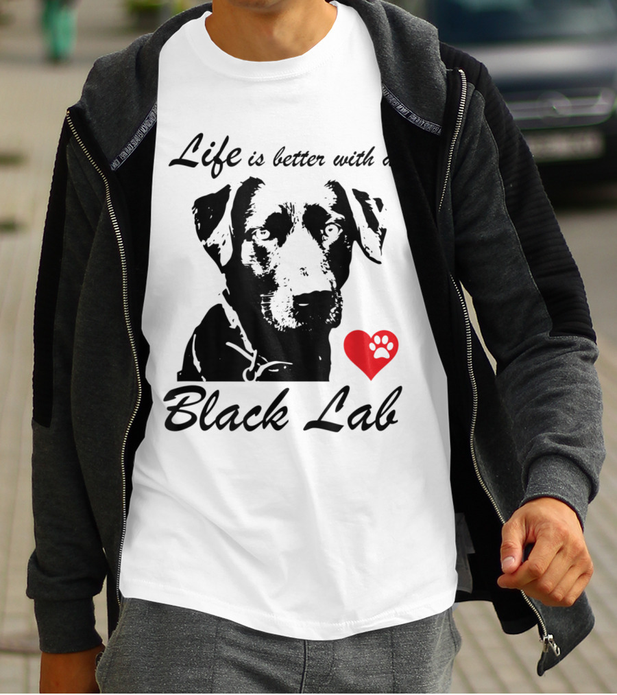 Life Is Better With A Black Lab Heart Paw Prints T-Shirt