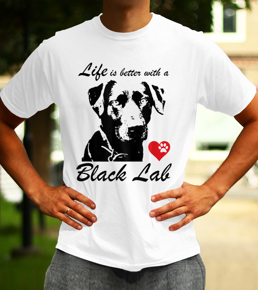 Life Is Better With A Black Lab Heart Paw Prints T-Shirt