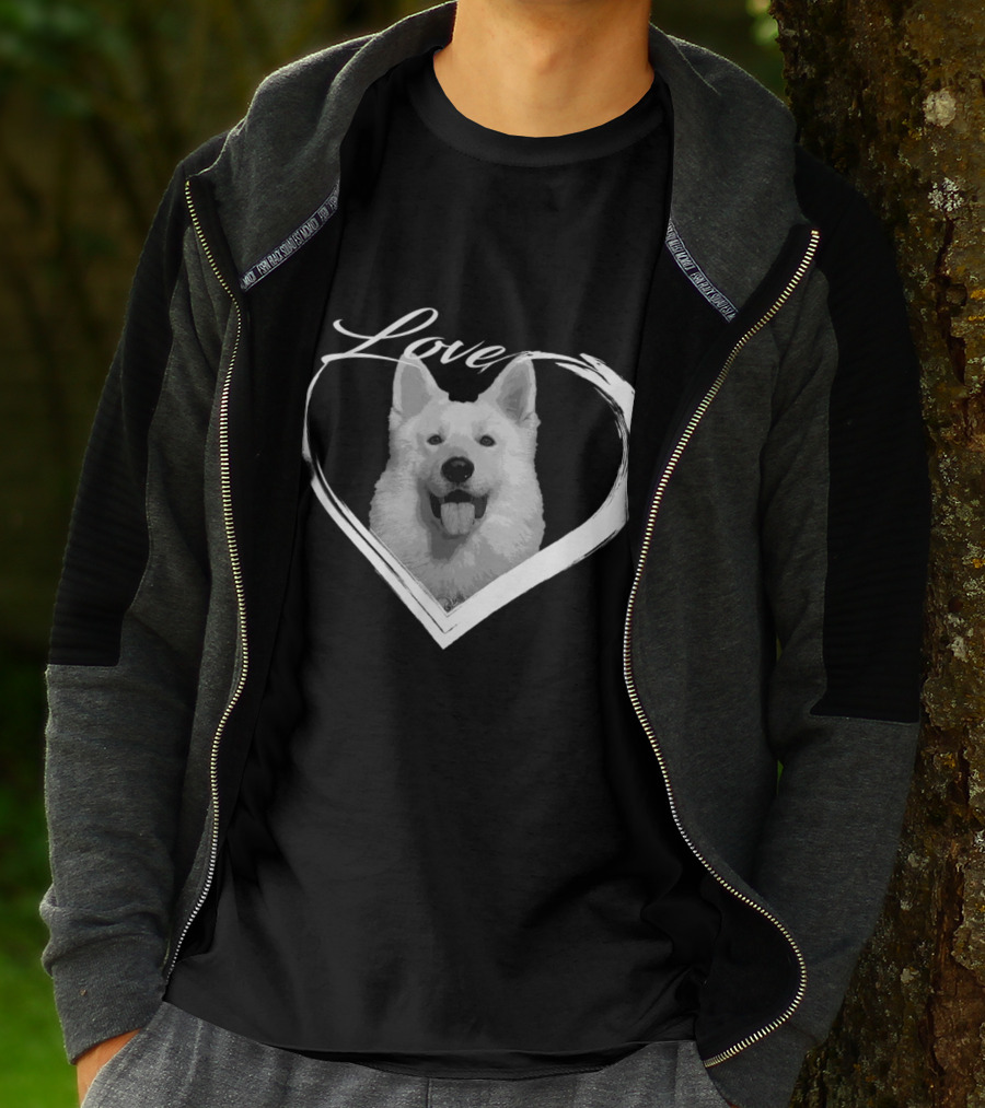 Love White German Shepherd Puppy Dog Heart T-Shirt