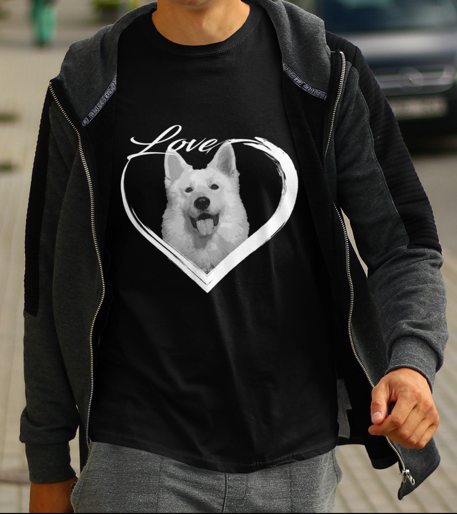 Love White German Shepherd Puppy Dog Heart T-Shirt