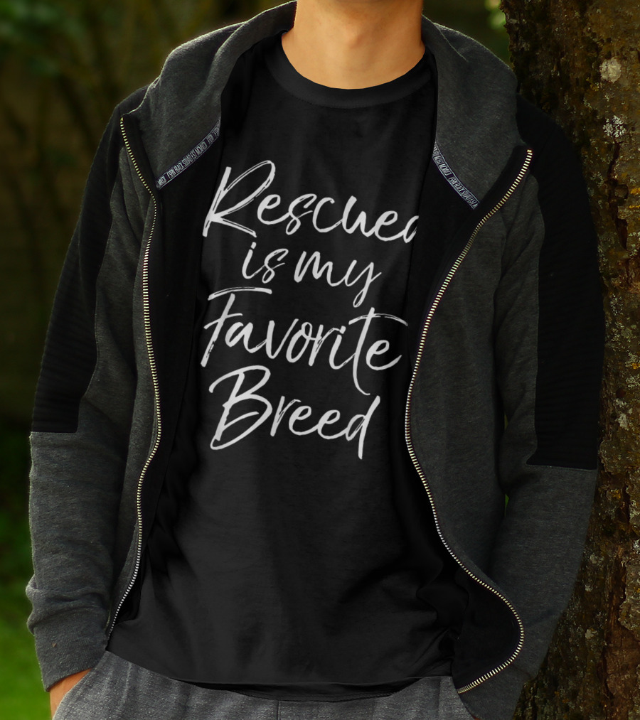 Rescued Is My Favorite Breed For Women Pet Adoption Advocate T-Shirt