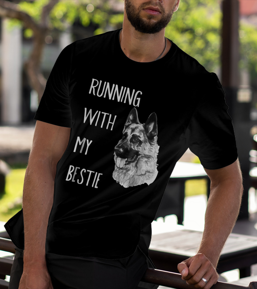 Running With My Bestie German Shepherd Dog For Runners T-Shirt