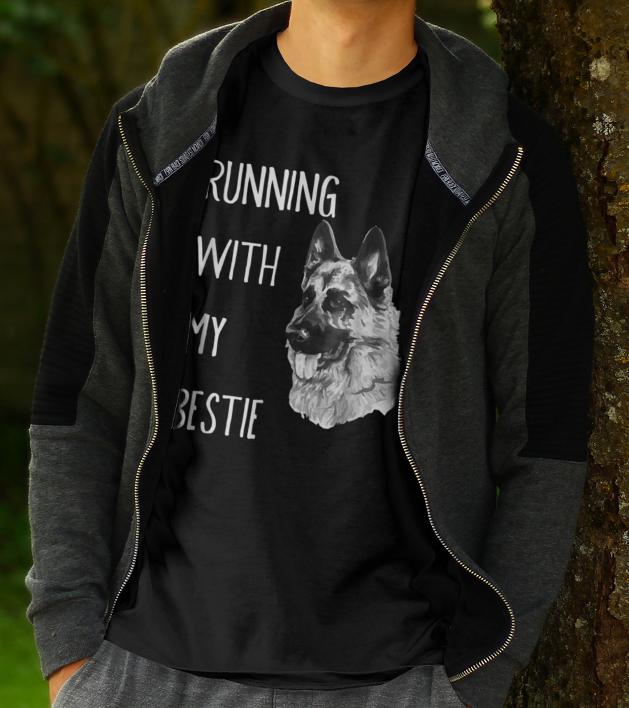 Running With My Bestie German Shepherd Dog For Runners T-Shirt