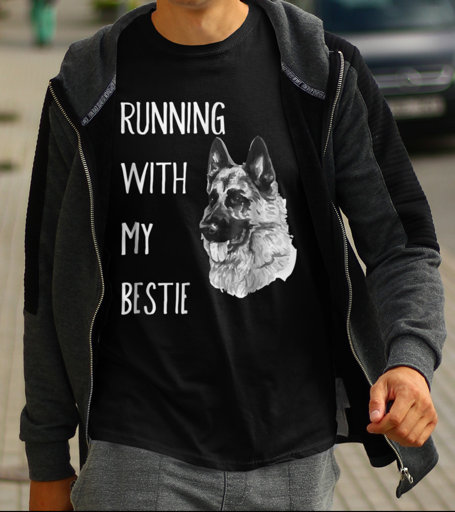 Running With My Bestie German Shepherd Dog For Runners T-Shirt
