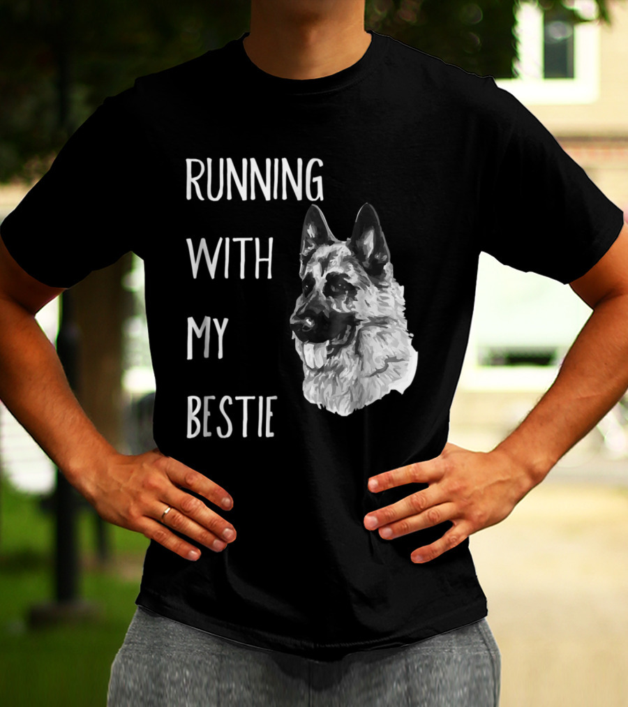 Running With My Bestie German Shepherd Dog For Runners T-Shirt