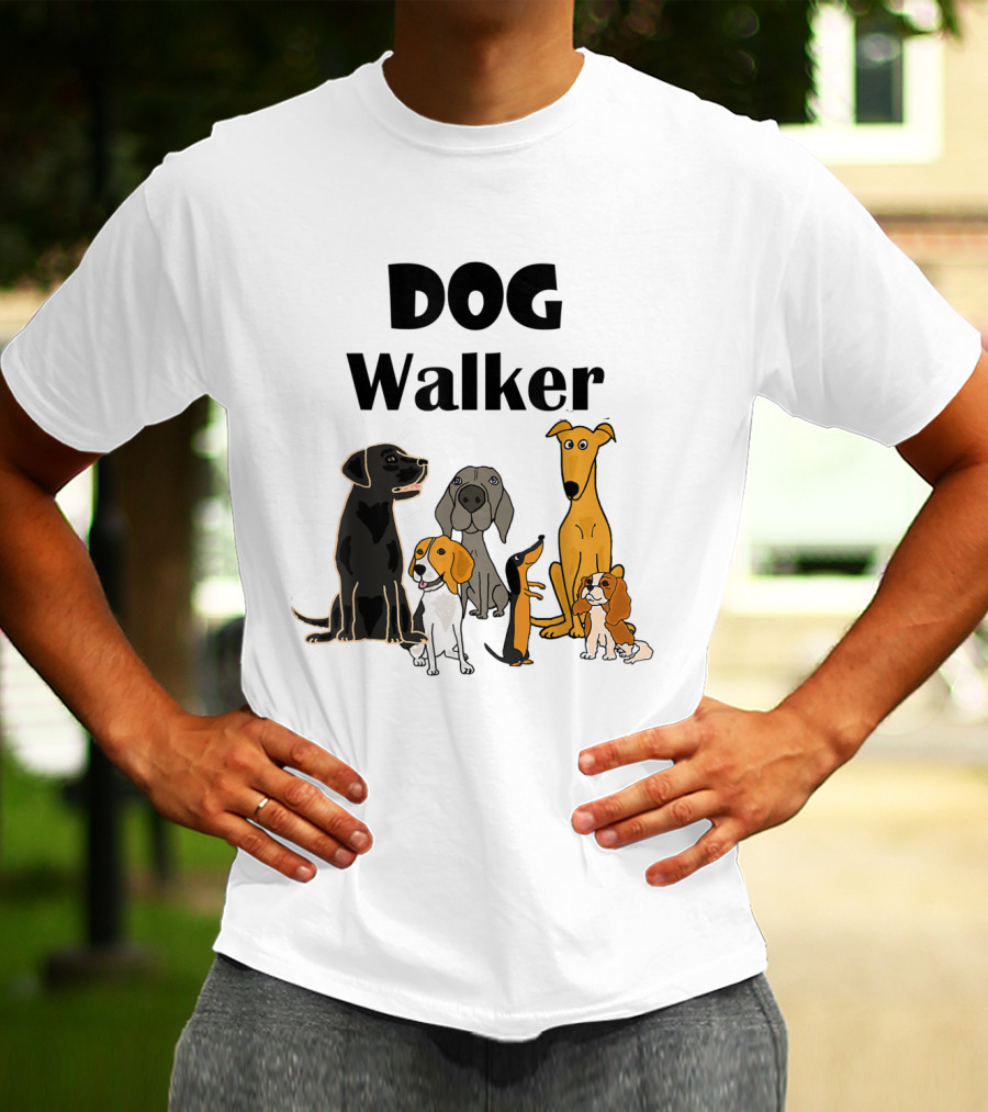 SmileteesPets Funny Cartoon Dog Walker With Variety Of Happy Dogs T-Shirt