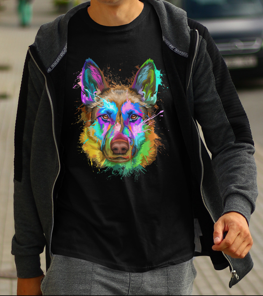 Colorful Splash German Shepherd Lovers Gift T-Shirt