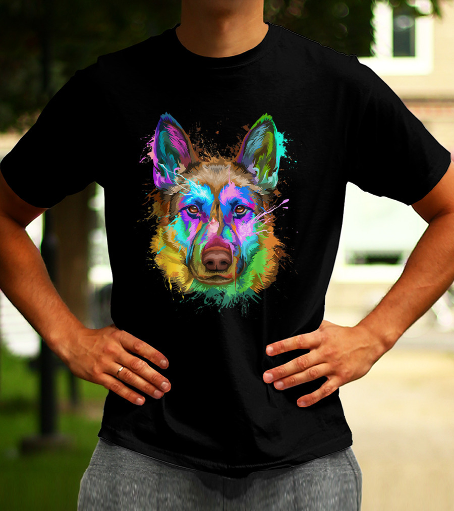 Colorful Splash German Shepherd Lovers Gift T-Shirt