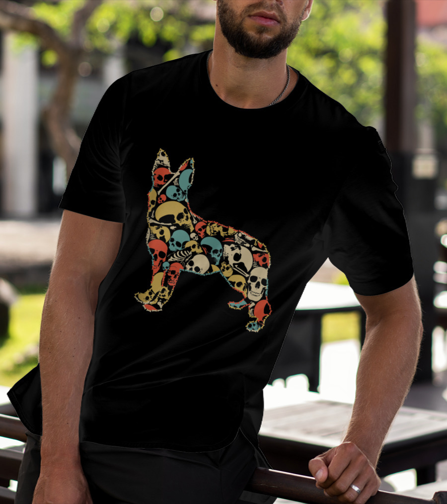 Skeleton Skull German Shepherd Vintage T-Shirt
