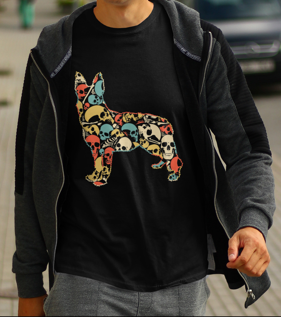 Skeleton Skull German Shepherd Vintage T-Shirt