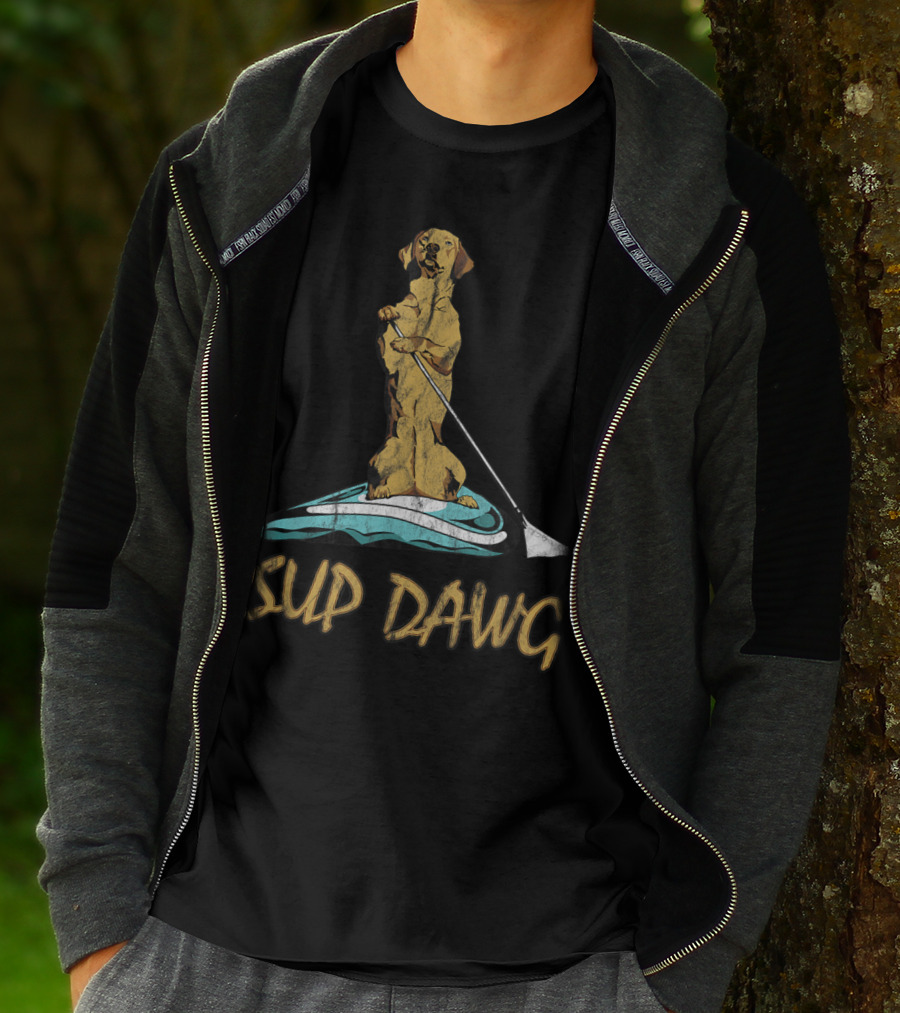 SUP DAWG Stand Up Paddle Board Surfing Dog T-Shirt
