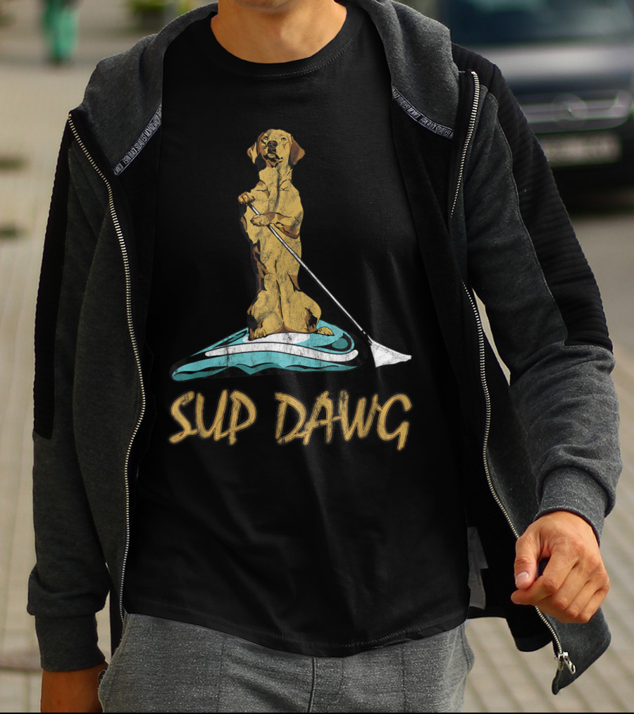 SUP DAWG Stand Up Paddle Board Surfing Dog T-Shirt