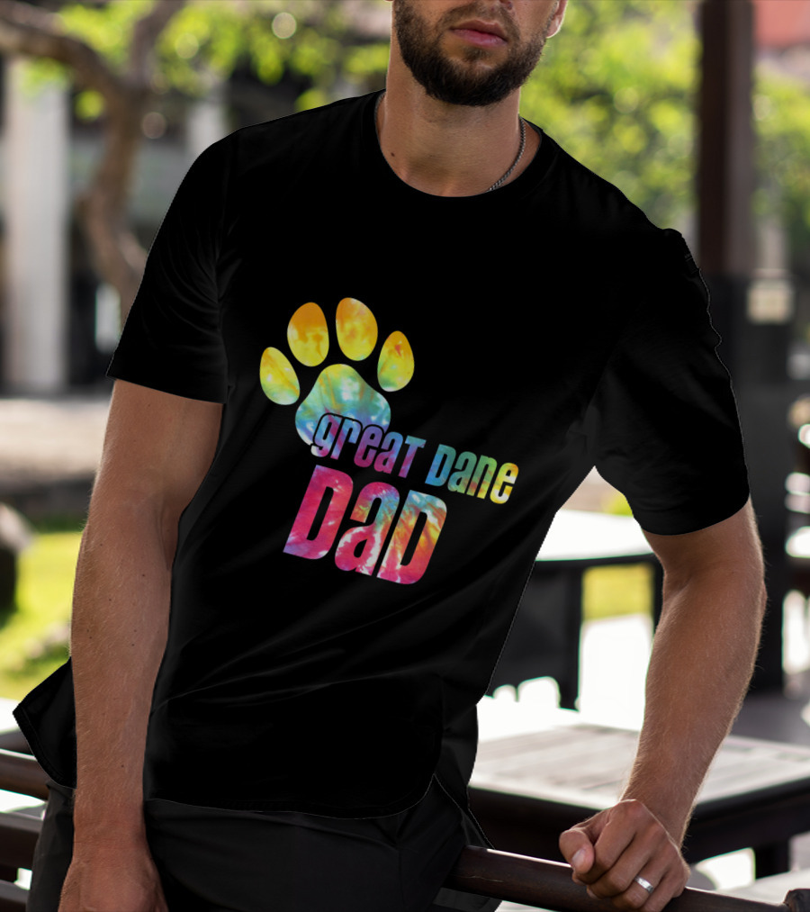 Great Dane Dad Tie Dye Paw Father's Day Dog Lovers T-Shirt