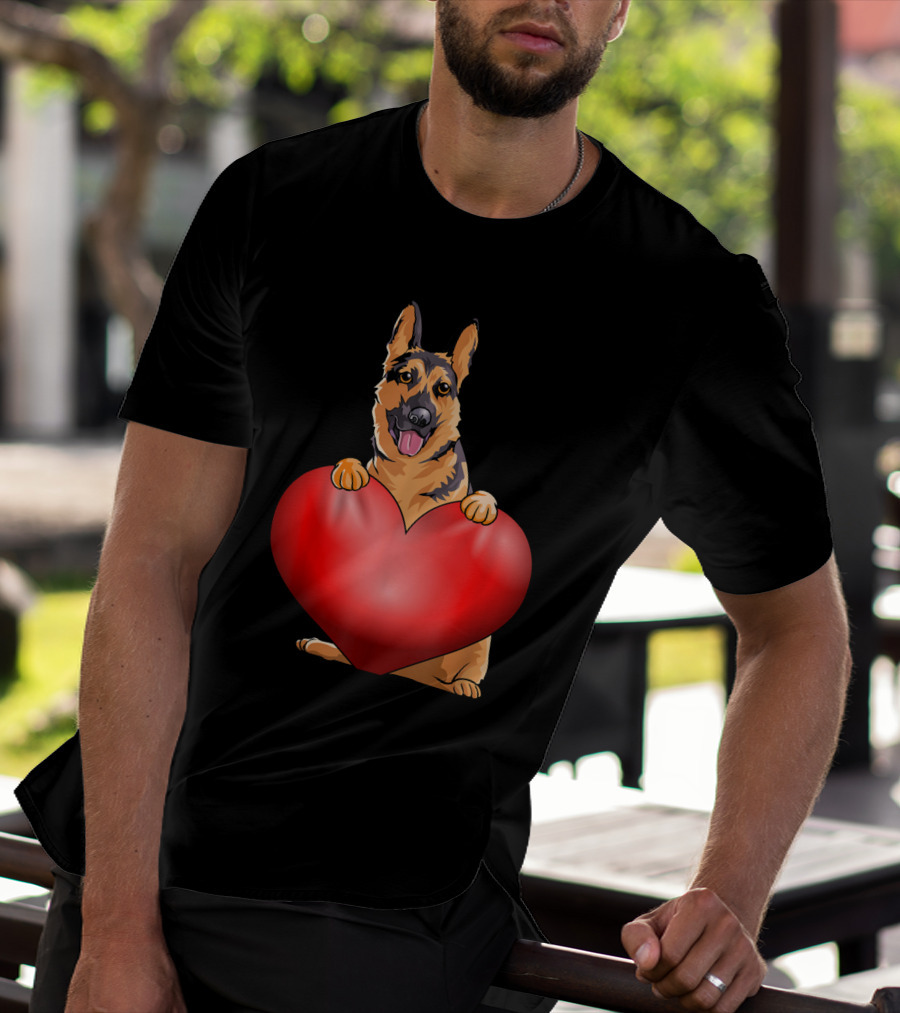 Valentines Day German Shepherd Heart Dog For Women And Men T-Shirt