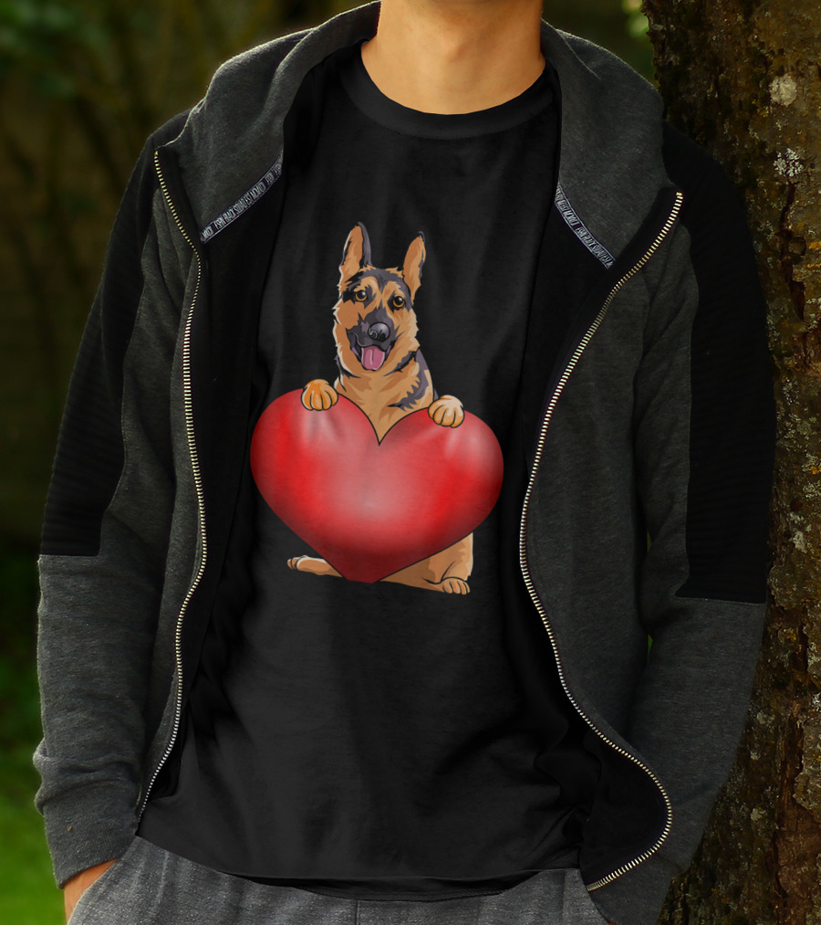 Valentines Day German Shepherd Heart Dog For Women And Men T-Shirt