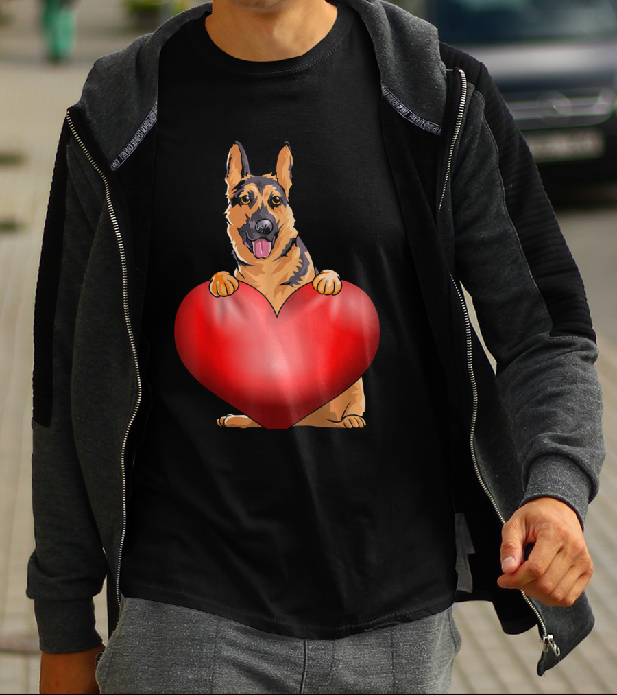 Valentines Day German Shepherd Heart Dog For Women And Men T-Shirt