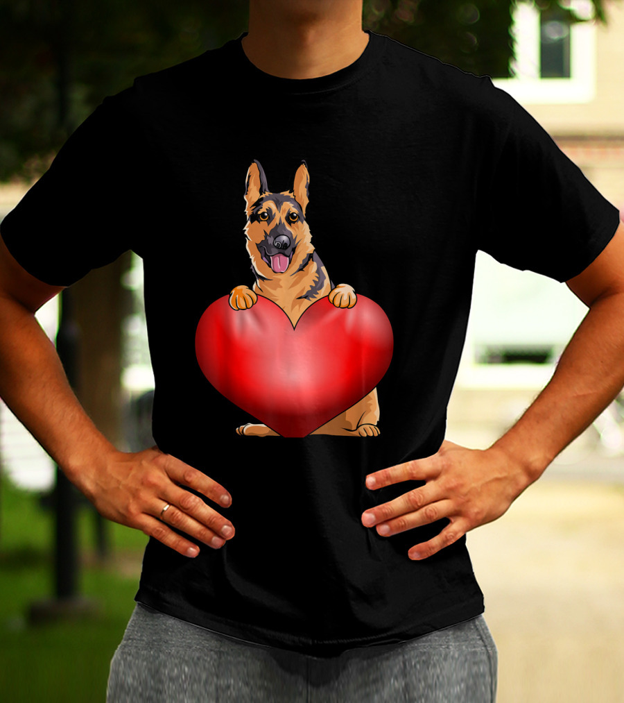 Valentines Day German Shepherd Heart Dog For Women And Men T-Shirt