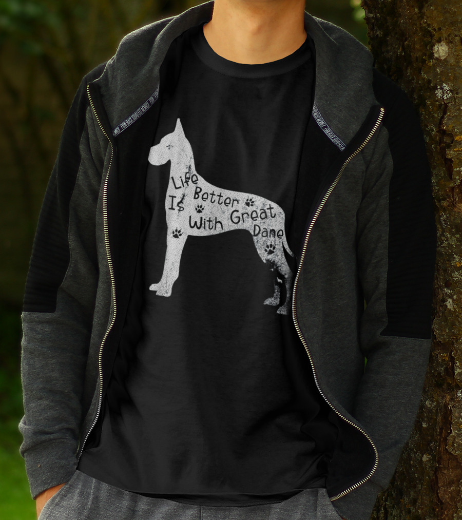 Life Is Better With Great Dane Vintage Puppy Lover T-Shirt
